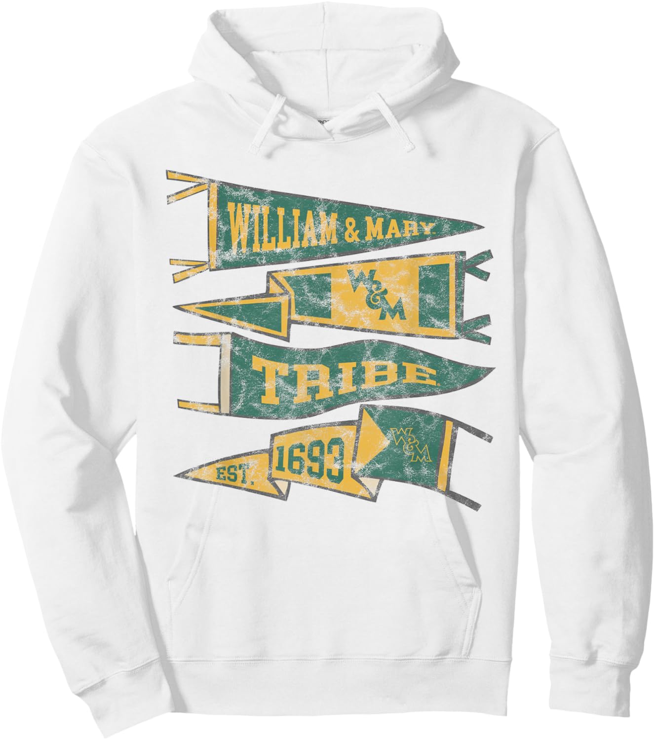 William & Mary Griffins Distressed Pennants Hoodie - Hoodie | White