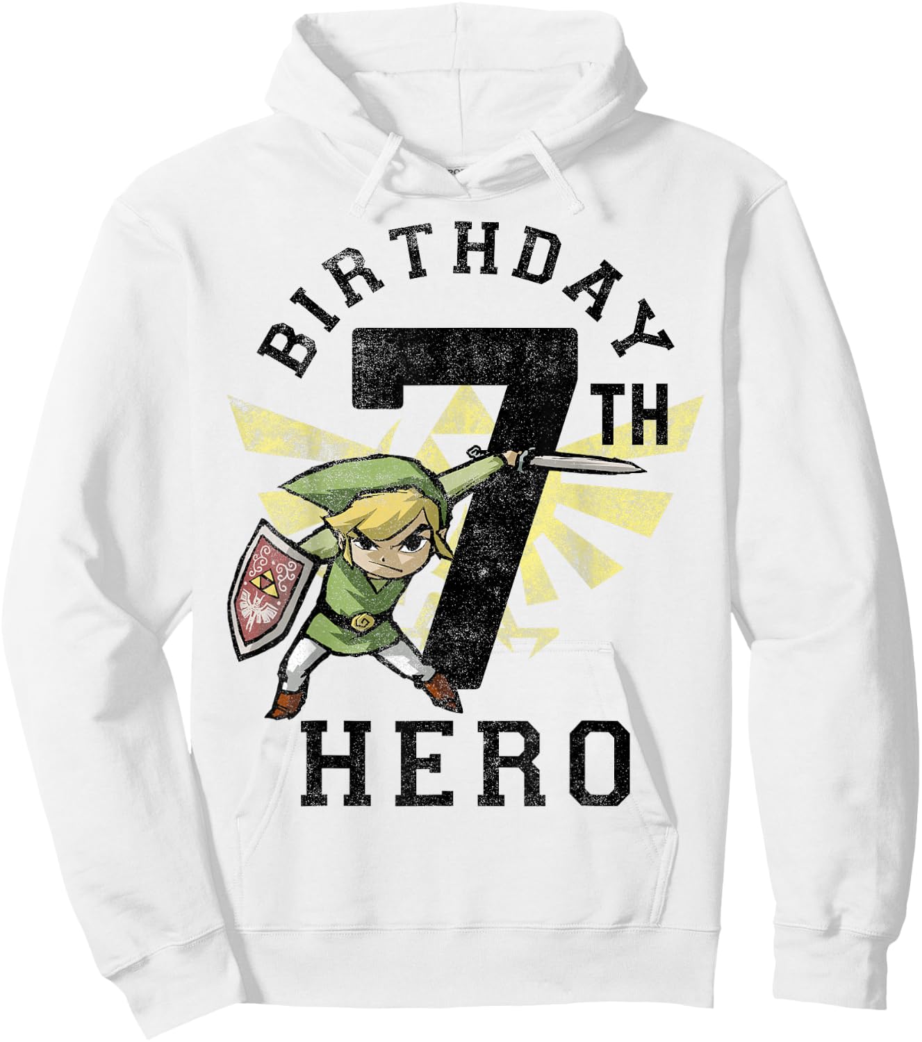 Legend of Zelda Link 7th Birthday Hero Triforce Logo Small Hoodie - Hoodie | White