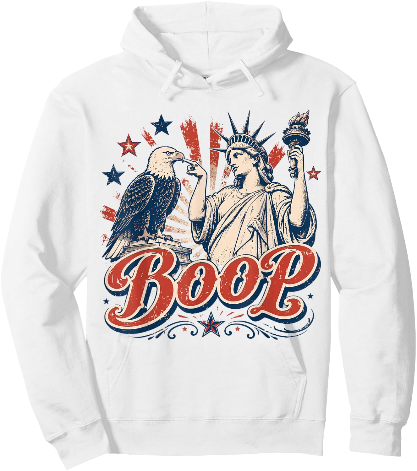 Boop Eagle 4th of July Retro Patriotic Liberty Bald Eagle Hoodie - Hoodie | White
