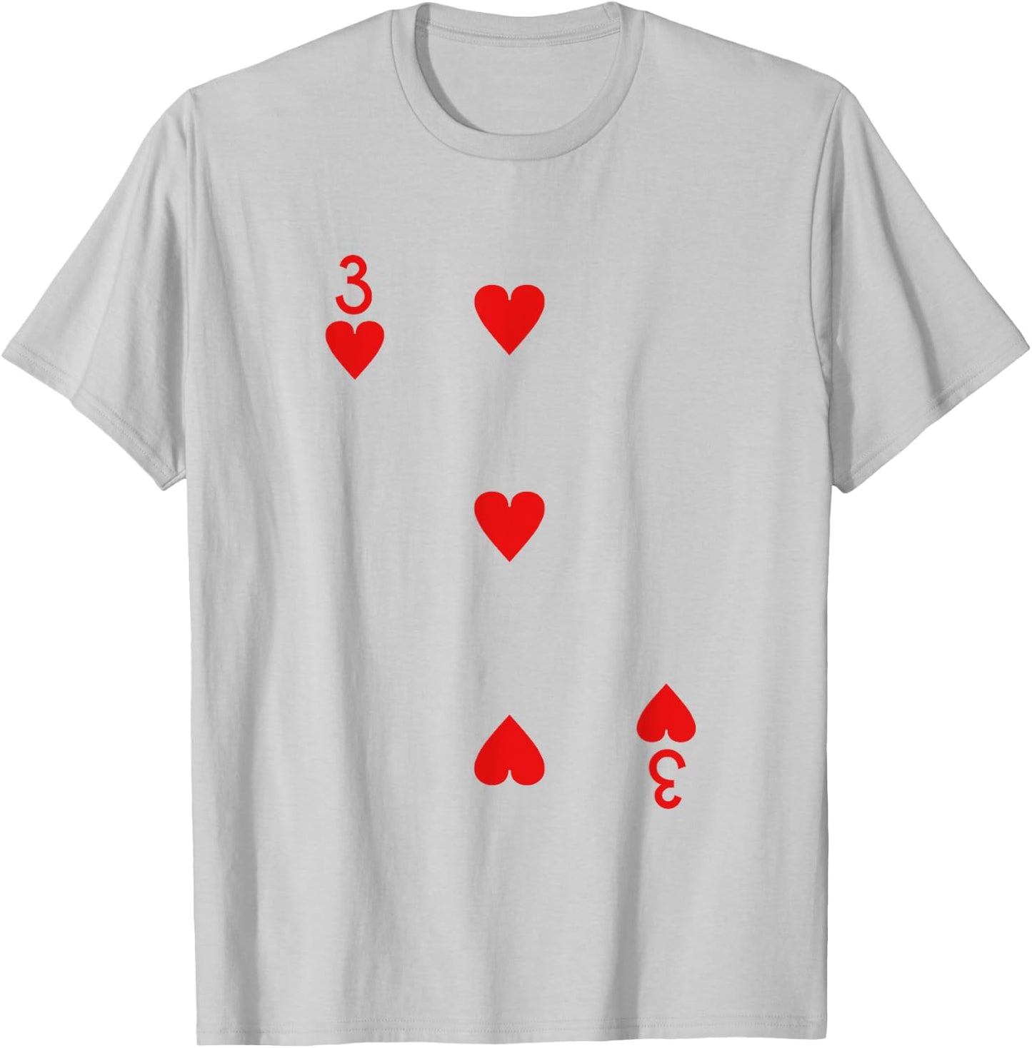 Three Of Hearts Deck Of Cards Playing Cards Halloween Poker T-Shirt - T-Shirt | Ash