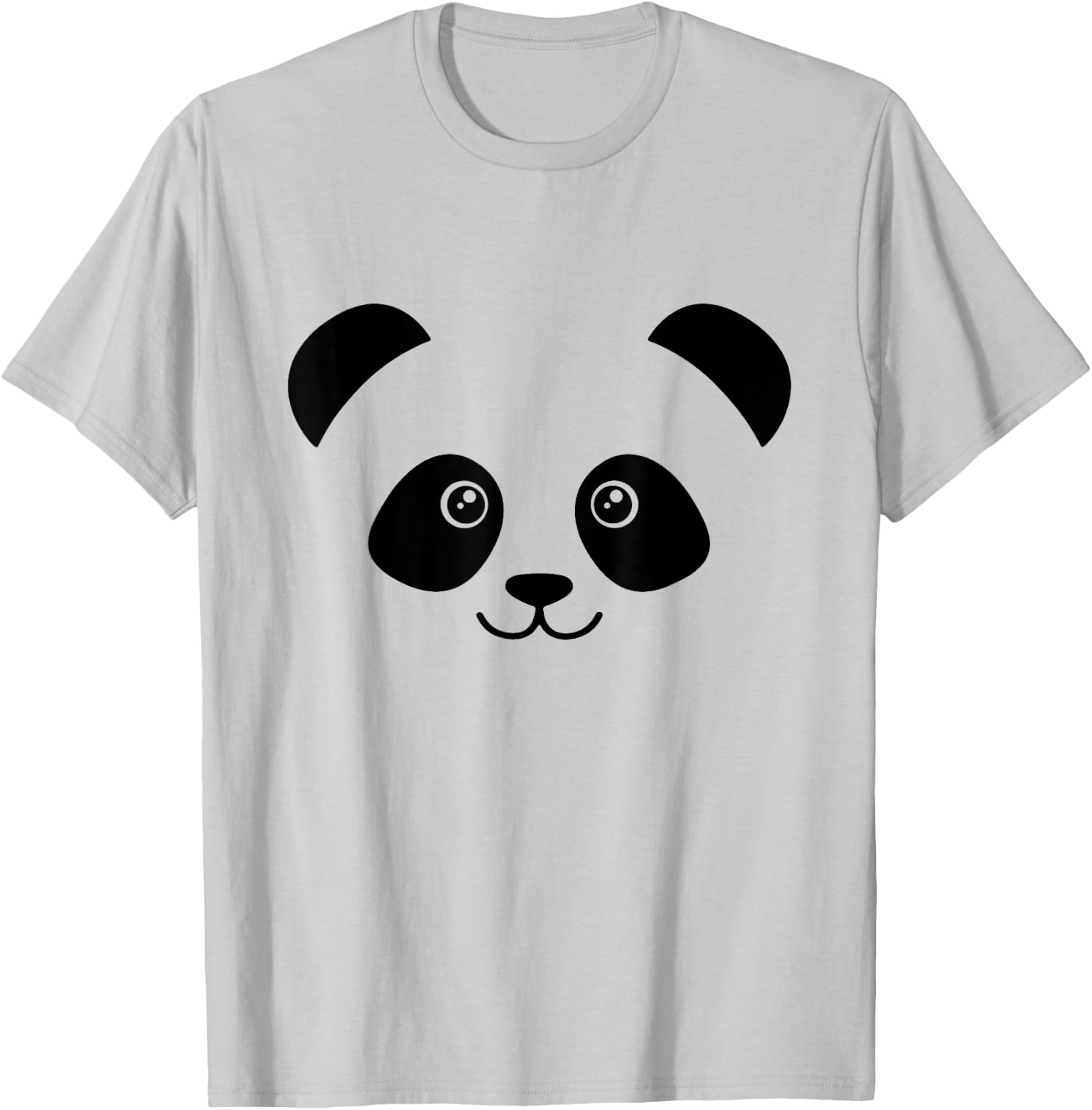 Panda Face Cute design Cute Little Panda Face , Girls - Grey, Short Sleeve, Classic Fit, , XS/Small T-Shirt - T-Shirt | Ash