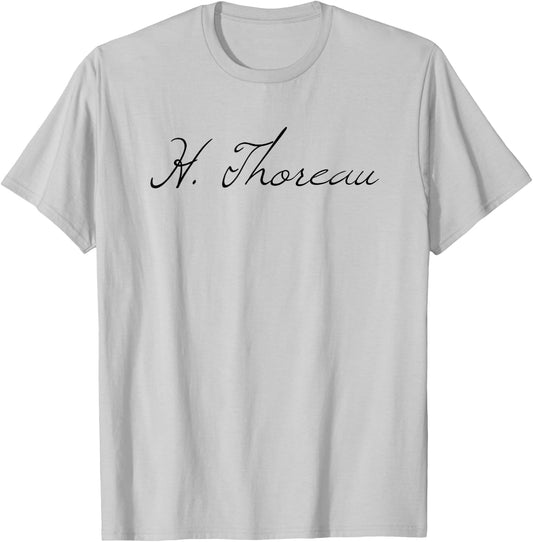 Henry David Thoreau - Classic Author Signature T-Shirt - T-Shirt | Ash