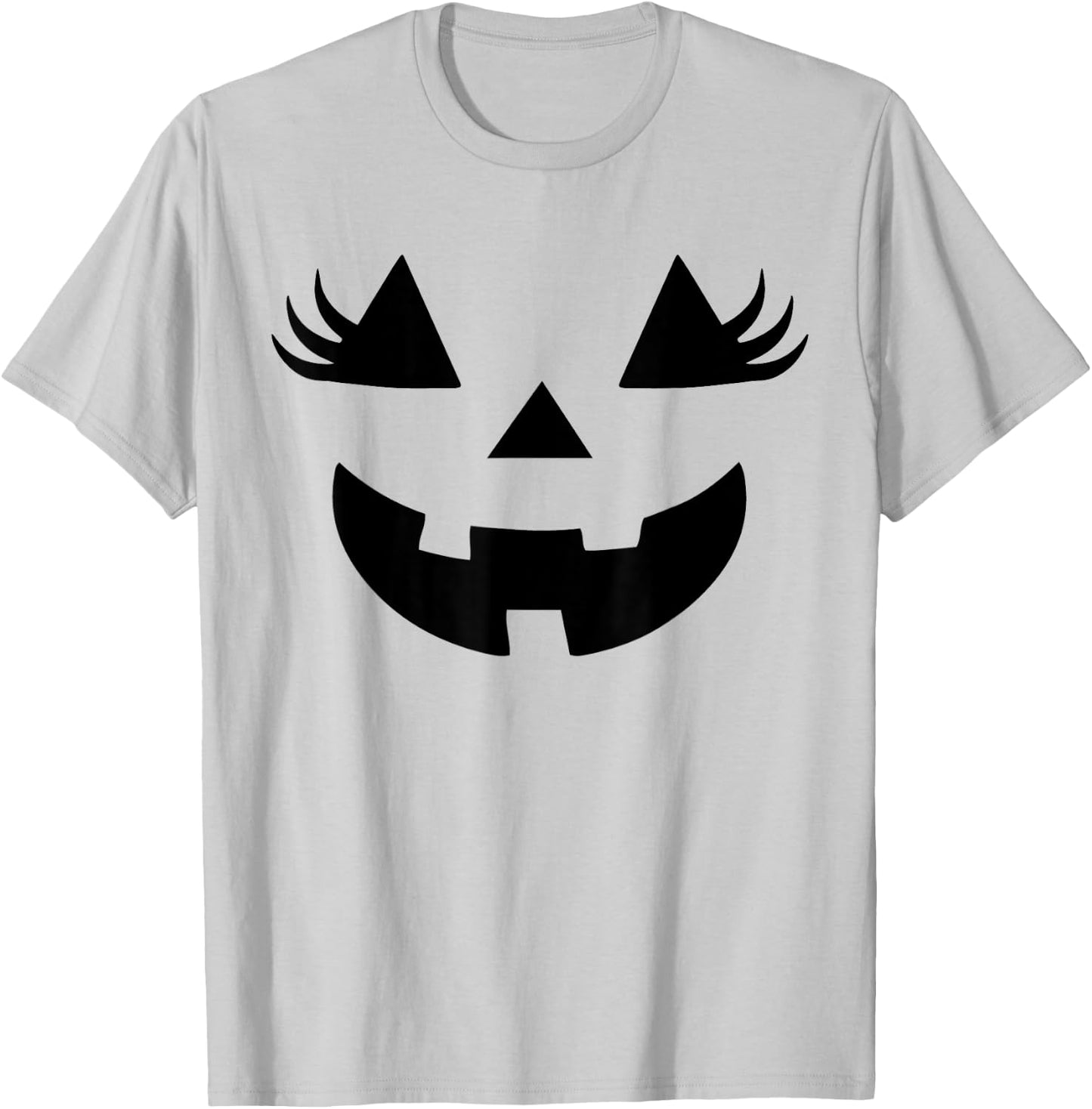 Jack O Lantern Face Pumpkin Eyelashes Halloween Women Girls T-Shirt - T-Shirt | Ash