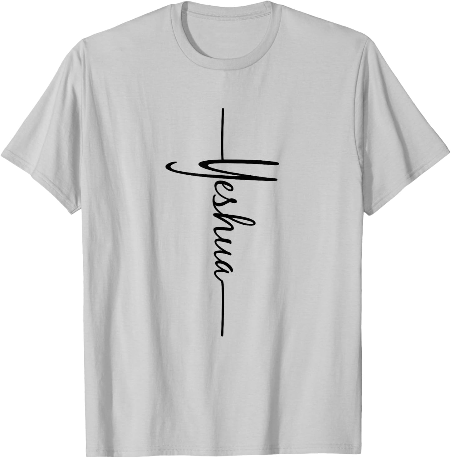 Christian Faith Cross Script - Yeshua T-Shirt - T-Shirt | Ash