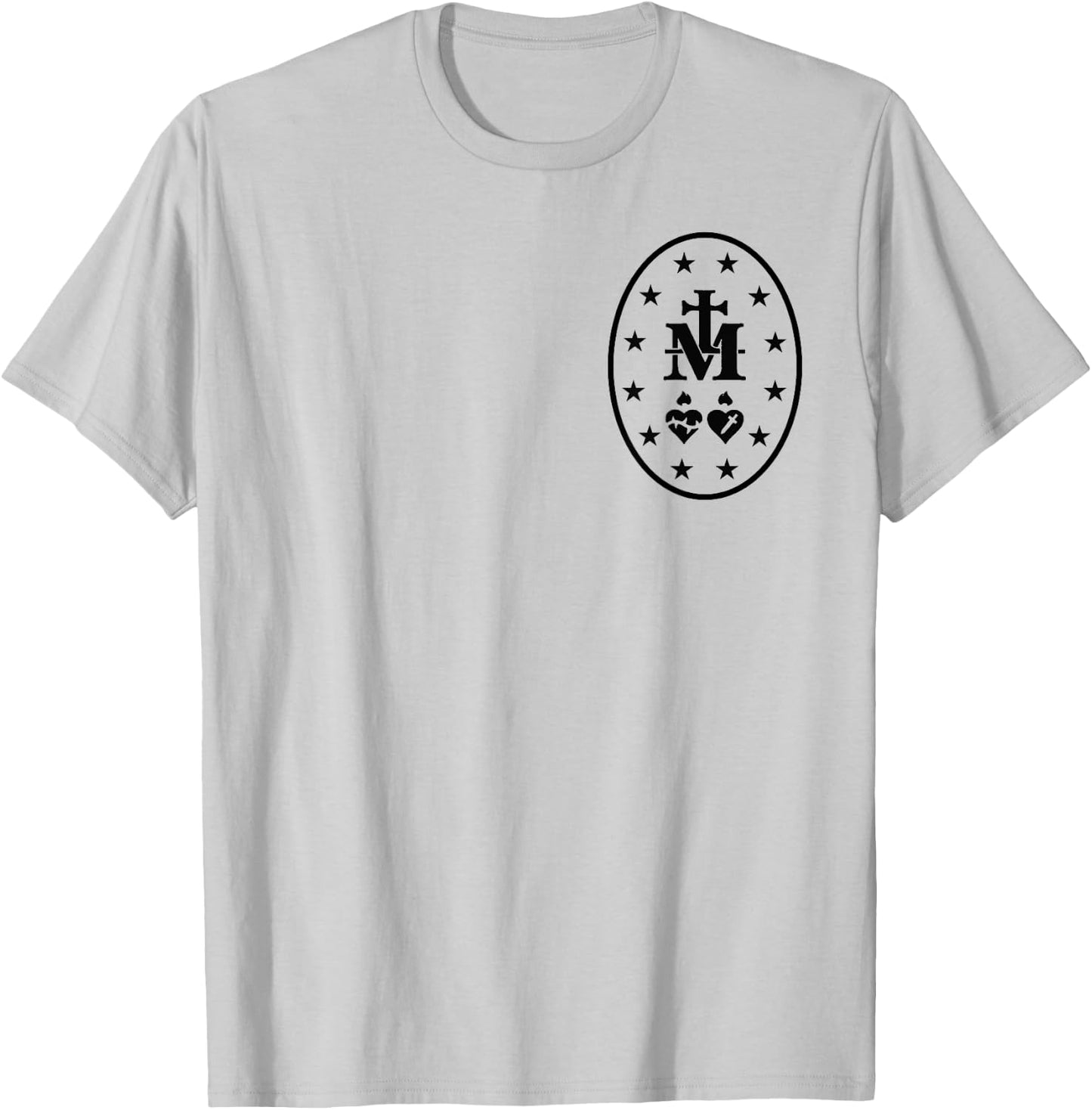 Miraculous Medal Catholic Virgin Mary Sacred Heart T-Shirt - T-Shirt | Ash