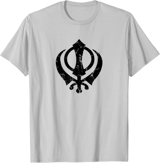 Khanda Sikh Symbol Chakkar Kirpans Chakra Sikhism Sign T-Shirt - T-Shirt | Ash