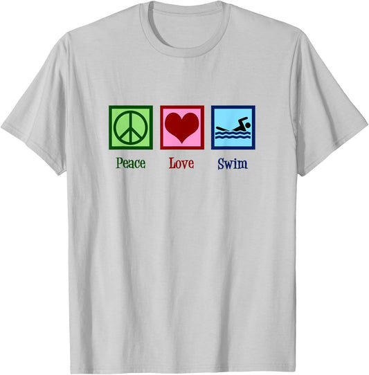 Peace Love Swim - Cute Swimming for Swim Team T-Shirt - T-Shirt | Ash