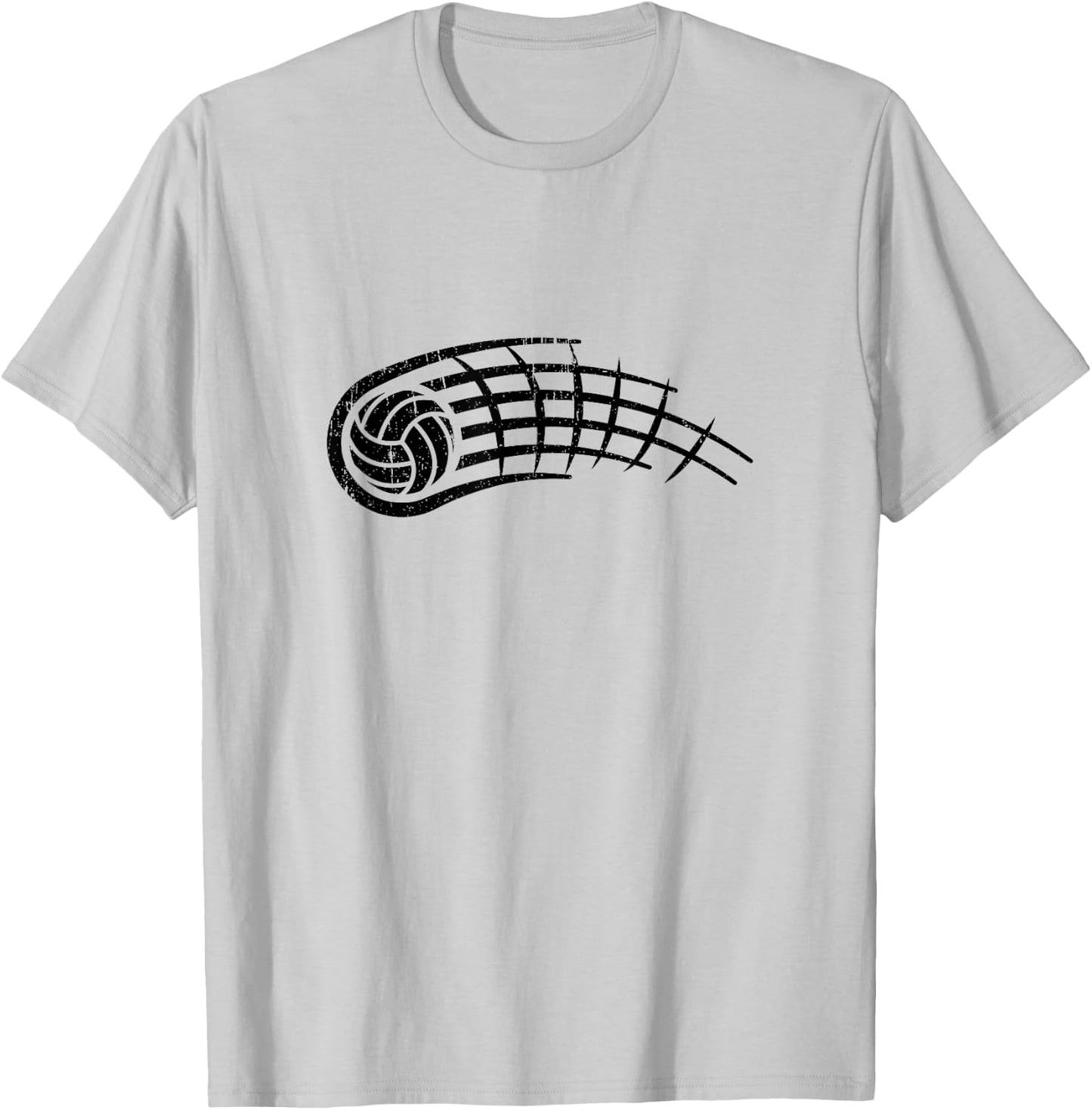 Black and White Volleyball Logo Sports Tribal Distressed T-Shirt - T-Shirt | Ash