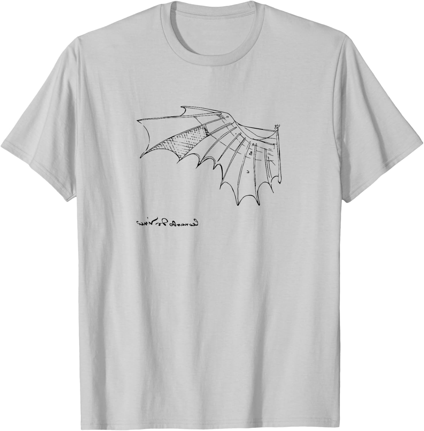 Leonardo Da Vinci Flying T Shirt, Artwork Sketch T-Shirt - T-Shirt | Ash