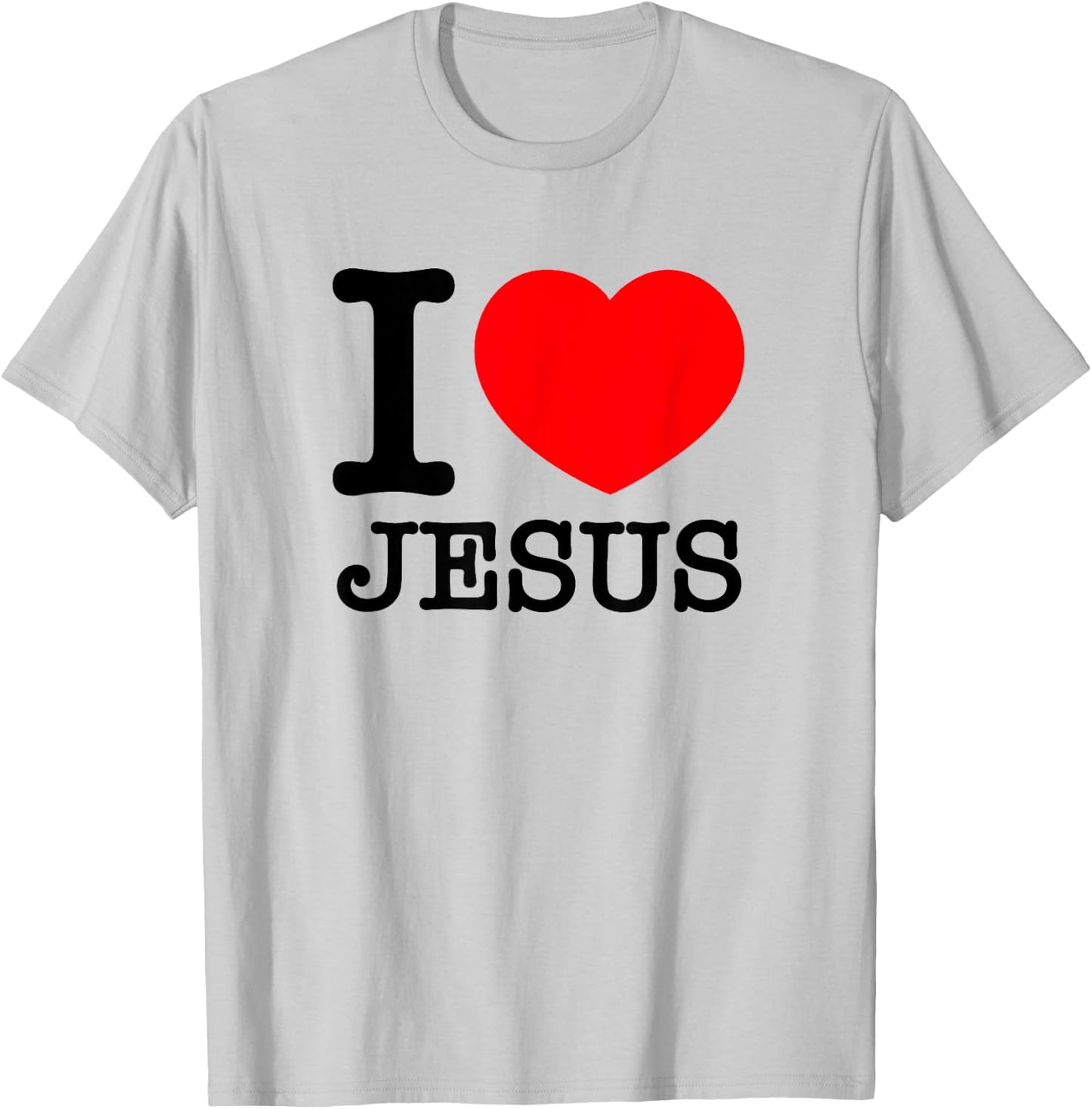 I Love (Heart) Jesus - Red Heart Black Text Design T-Shirt - T-Shirt | Ash