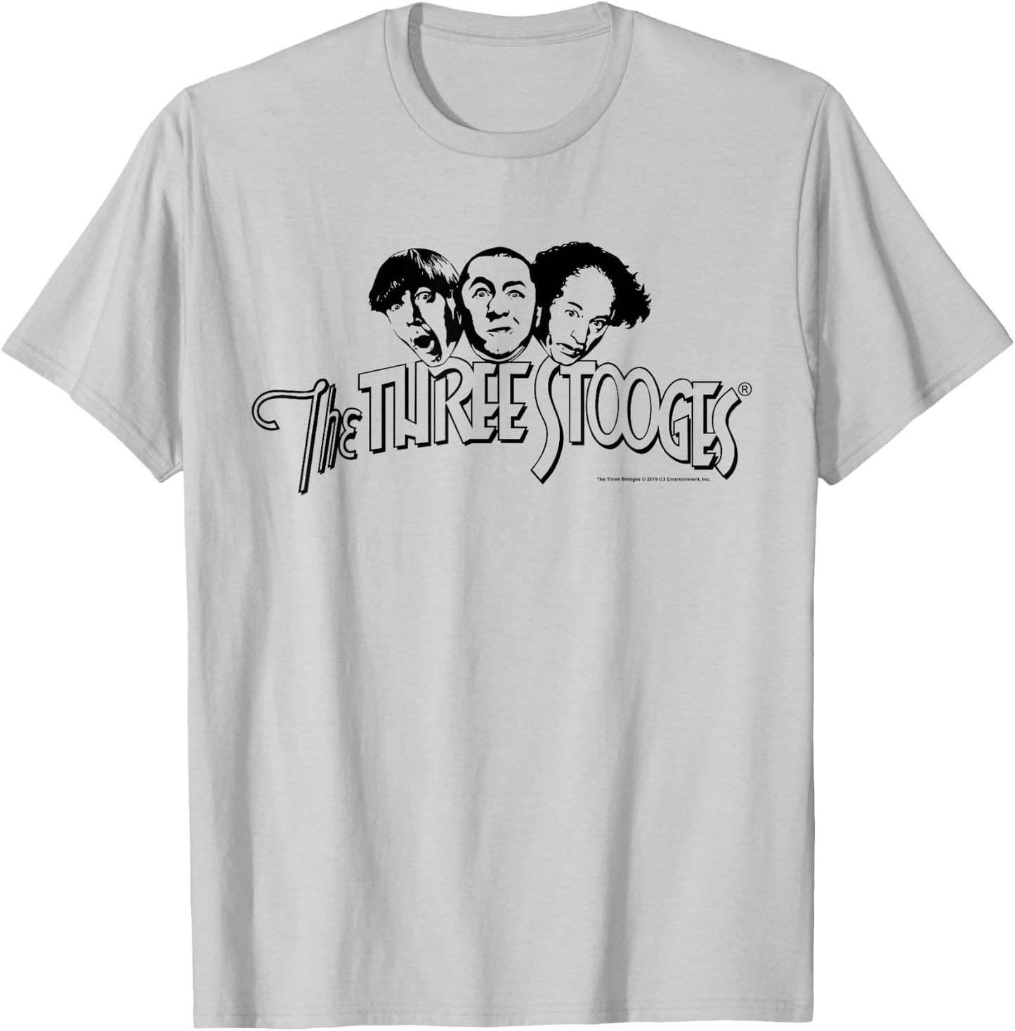 TTS- The Three Stooges Head Logo: Dark T-Shirt - T-Shirt | Ash