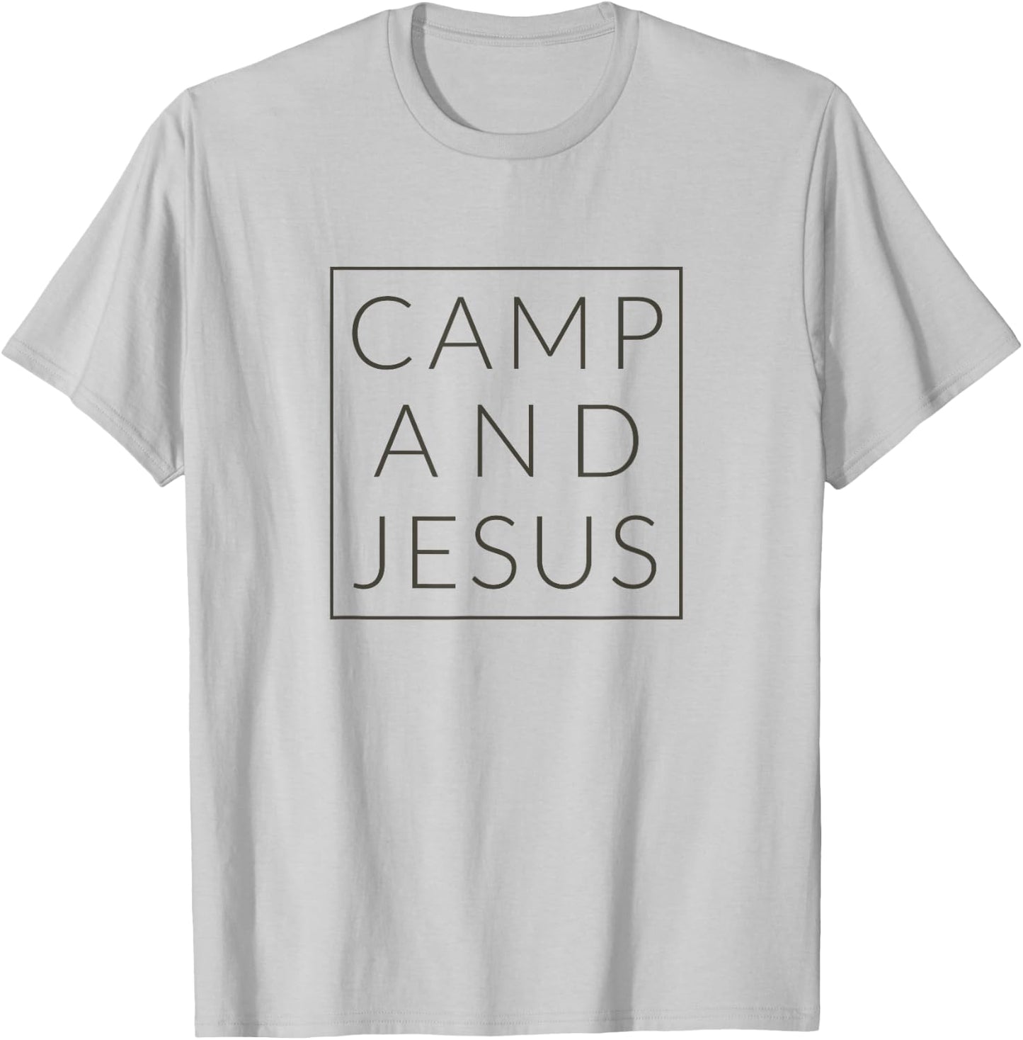 Camp and Jesus, Christian Minimal Camping Shirt T-Shirt - T-Shirt | Ash