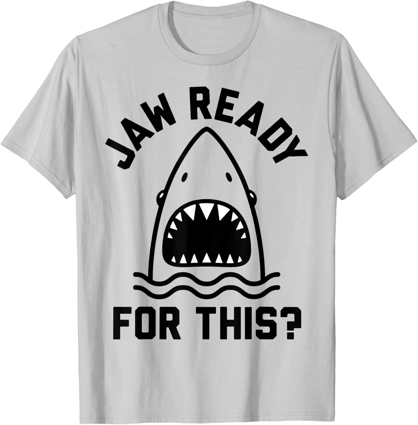 Jaw Ready For This Shark Line Art T-Shirt - T-Shirt | Ash