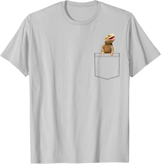 Bearded Dragon Shirt Youth Lizard Clothing Pocket T-Shirt - T-Shirt | Ash