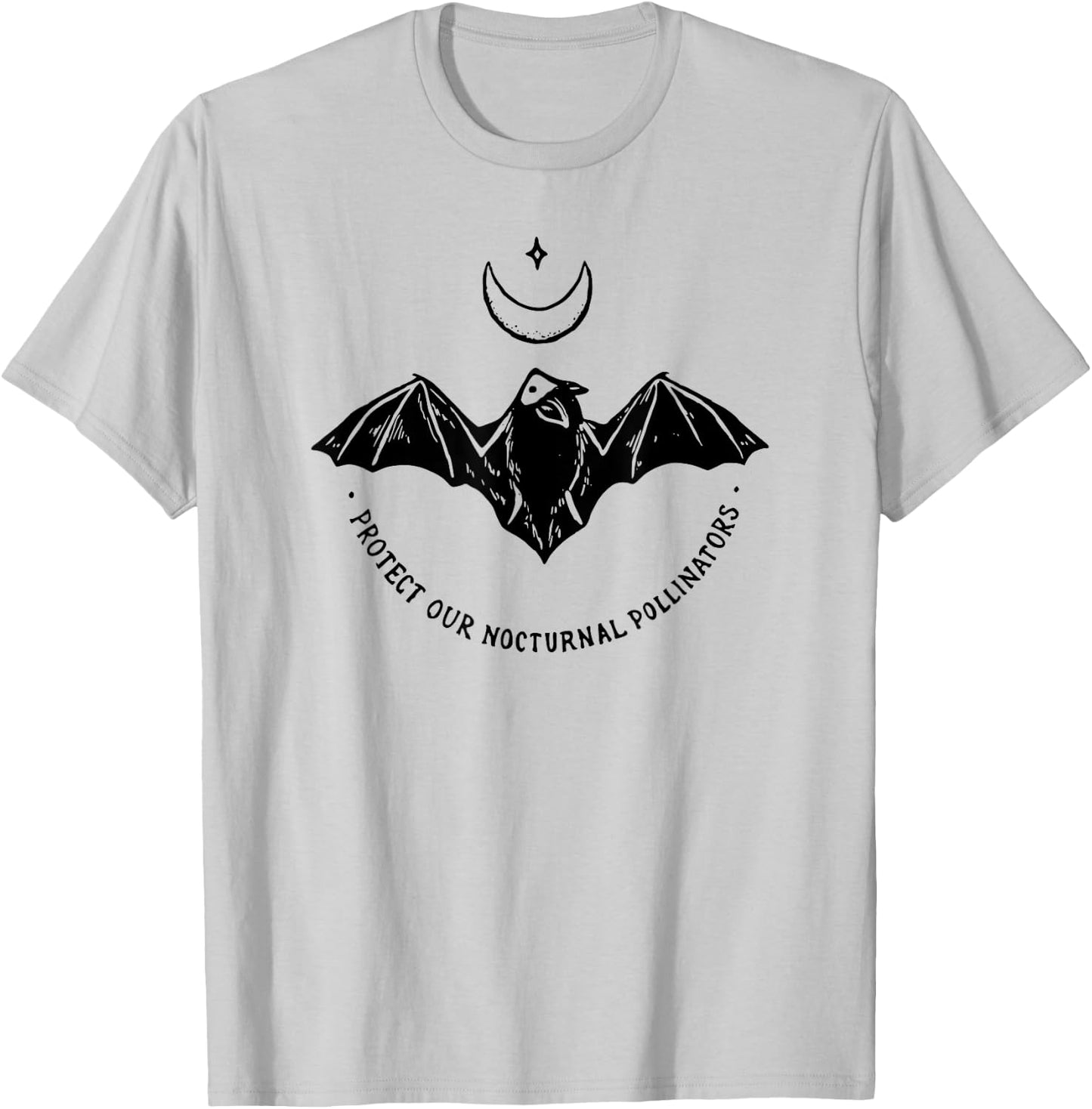 Protect Our Nocturnal Polalinators Bat with Moon Halloween T-Shirt - T-Shirt | Ash