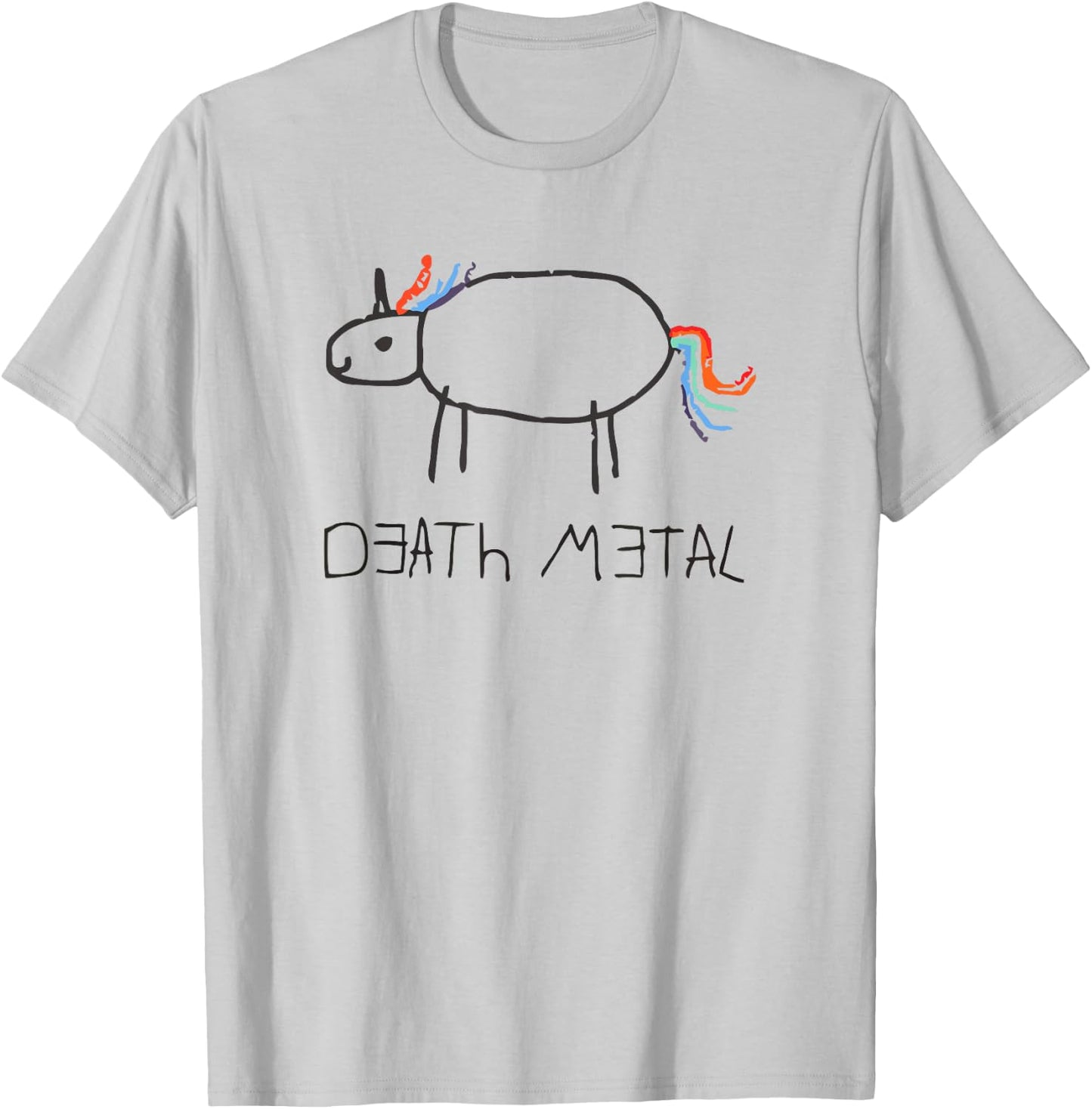 Funny Cute Death Metal Crayon Unicorn T-Shirt - T-Shirt | Ash