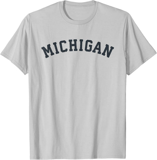 Vintage Michigan T Shirt Old Retro Michigan Sports Gift T-Shirt - T-Shirt | Ash