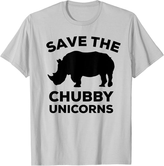 Save The Chubby Unicorns Funny Rhino Vintage T-Shirt - T-Shirt | Ash