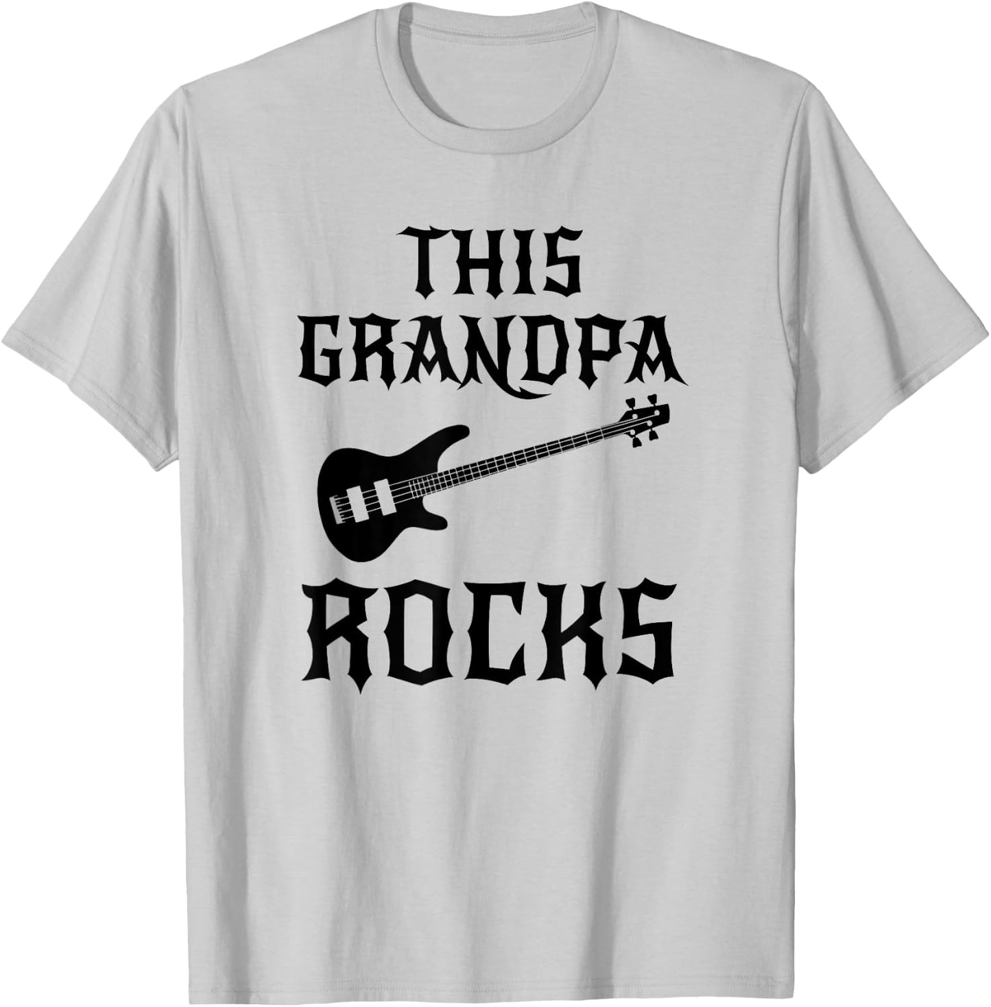 This Grandpa Rocks T Shirt Fathers Day Birthday Guitar Gift T-Shirt - T-Shirt | Ash