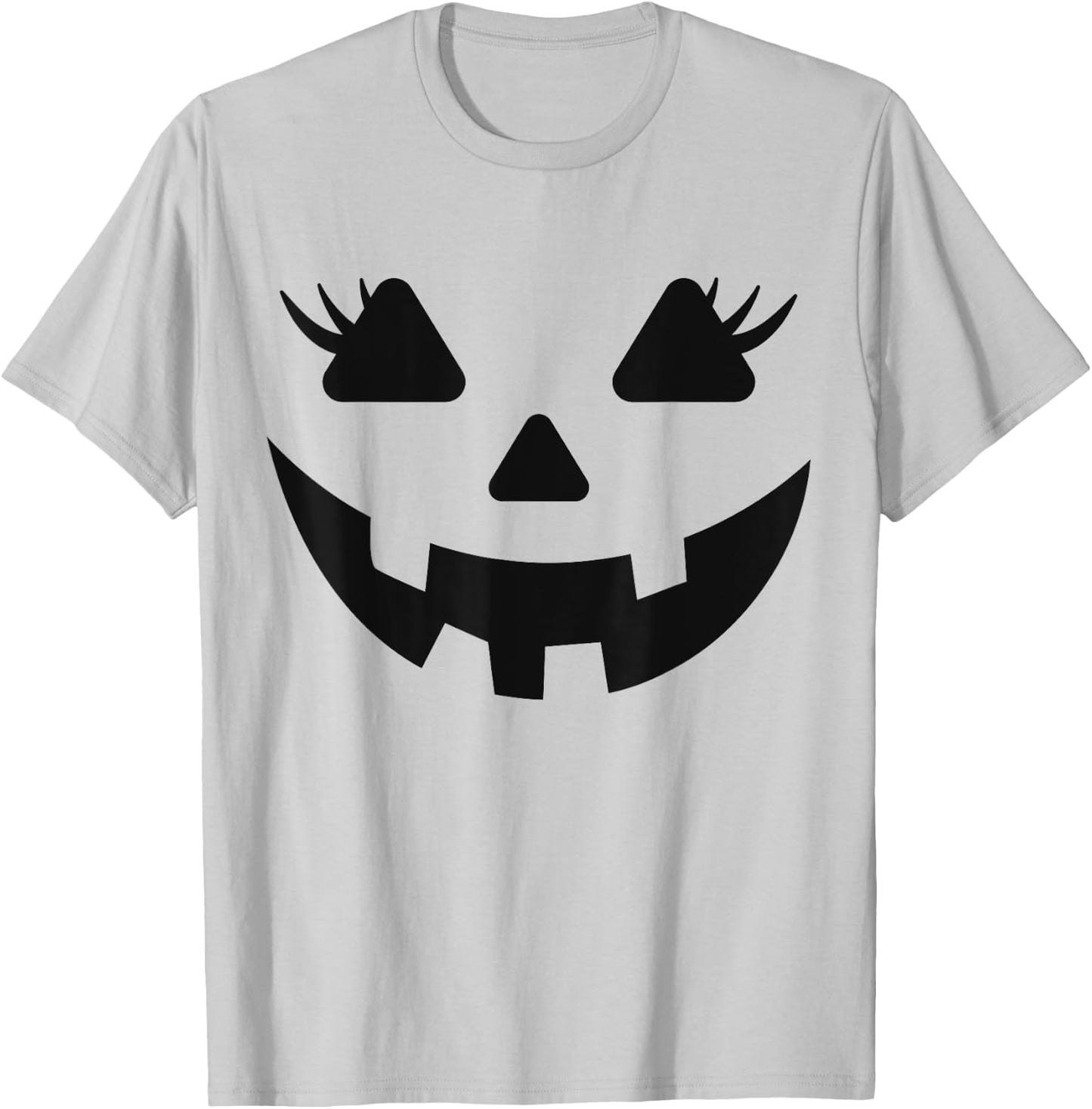 Jack O Lantern Face Pumpkin Eyelashes Halloween Women Girls T-Shirt - T-Shirt | Ash