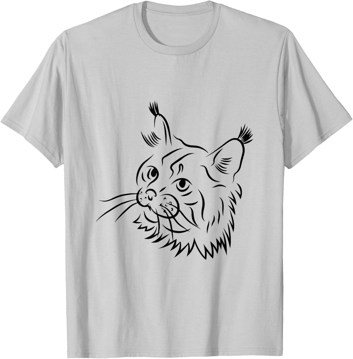 Maine Coon Cat Sketch Illustration T-Shirt - T-Shirt | Ash