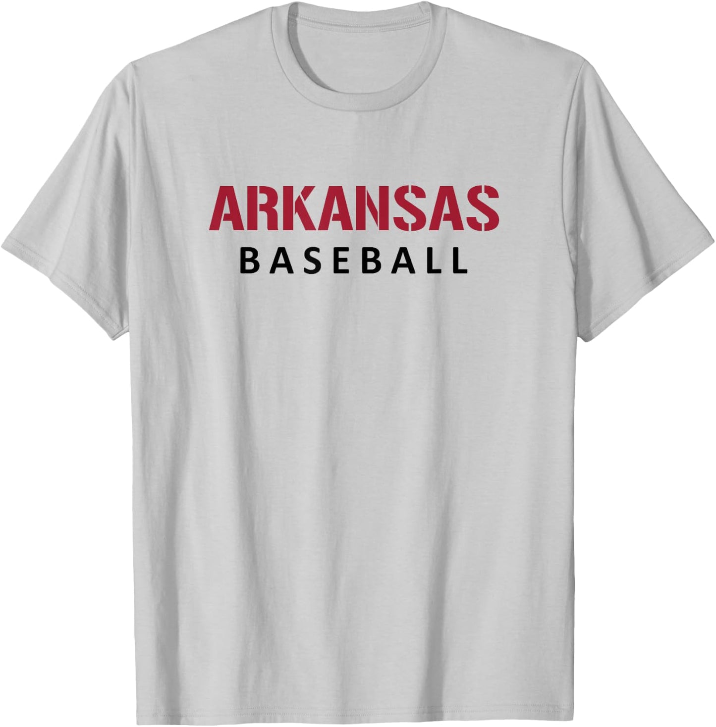 Arkansas Baseball Block and Stencil Font T-Shirt - T-Shirt | Ash