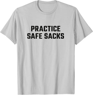 Practice Safe Sacks, Lazy Halloween Football T-Shirt - T-Shirt | Ash