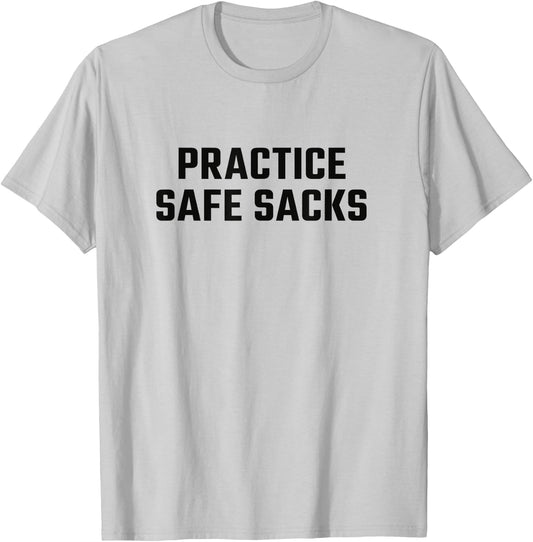 Practice Safe Sacks, Lazy Halloween Football T-Shirt - T-Shirt | Ash