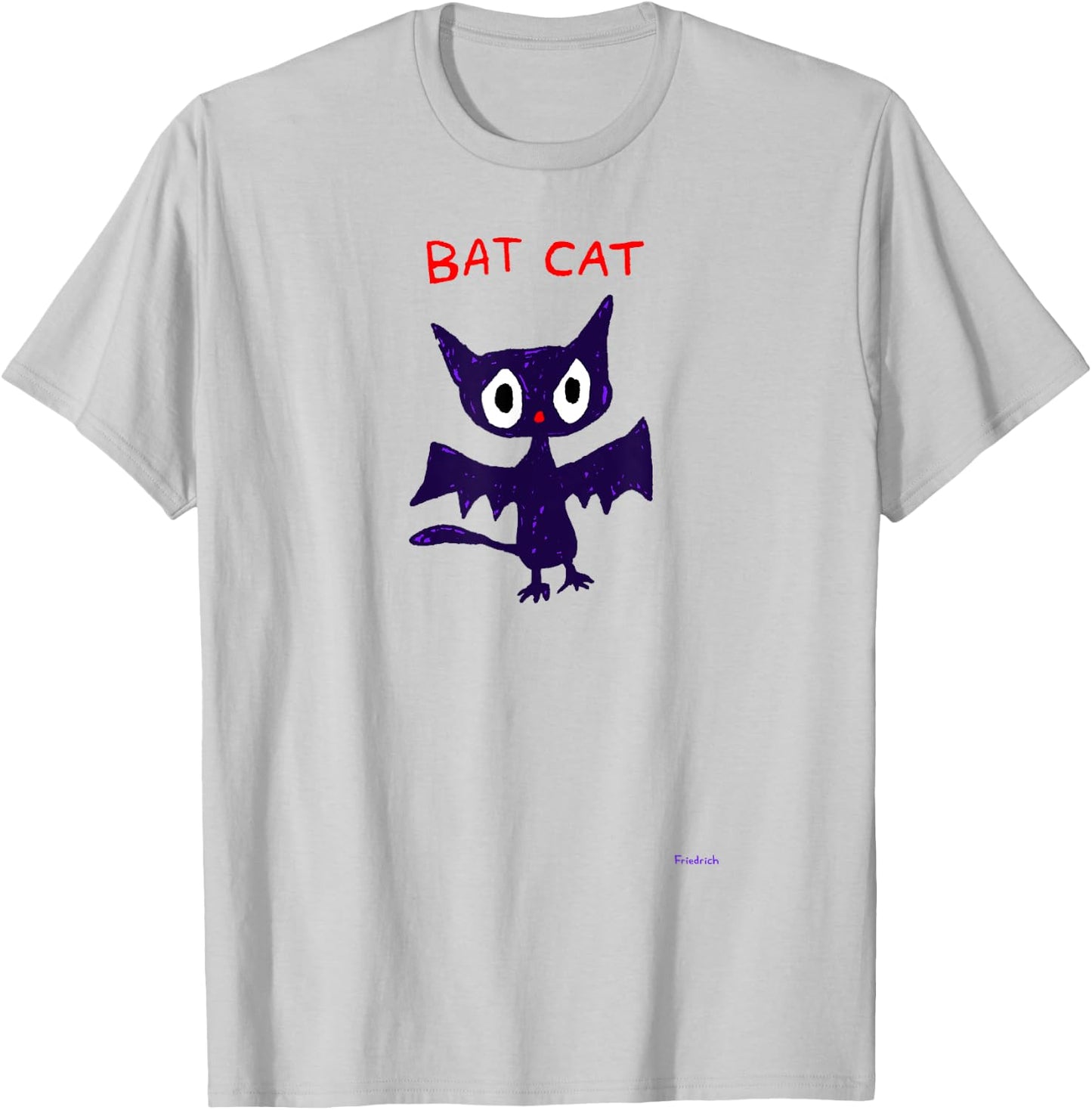 Bat Cat Night Monster T-Shirt - T-Shirt | Ash
