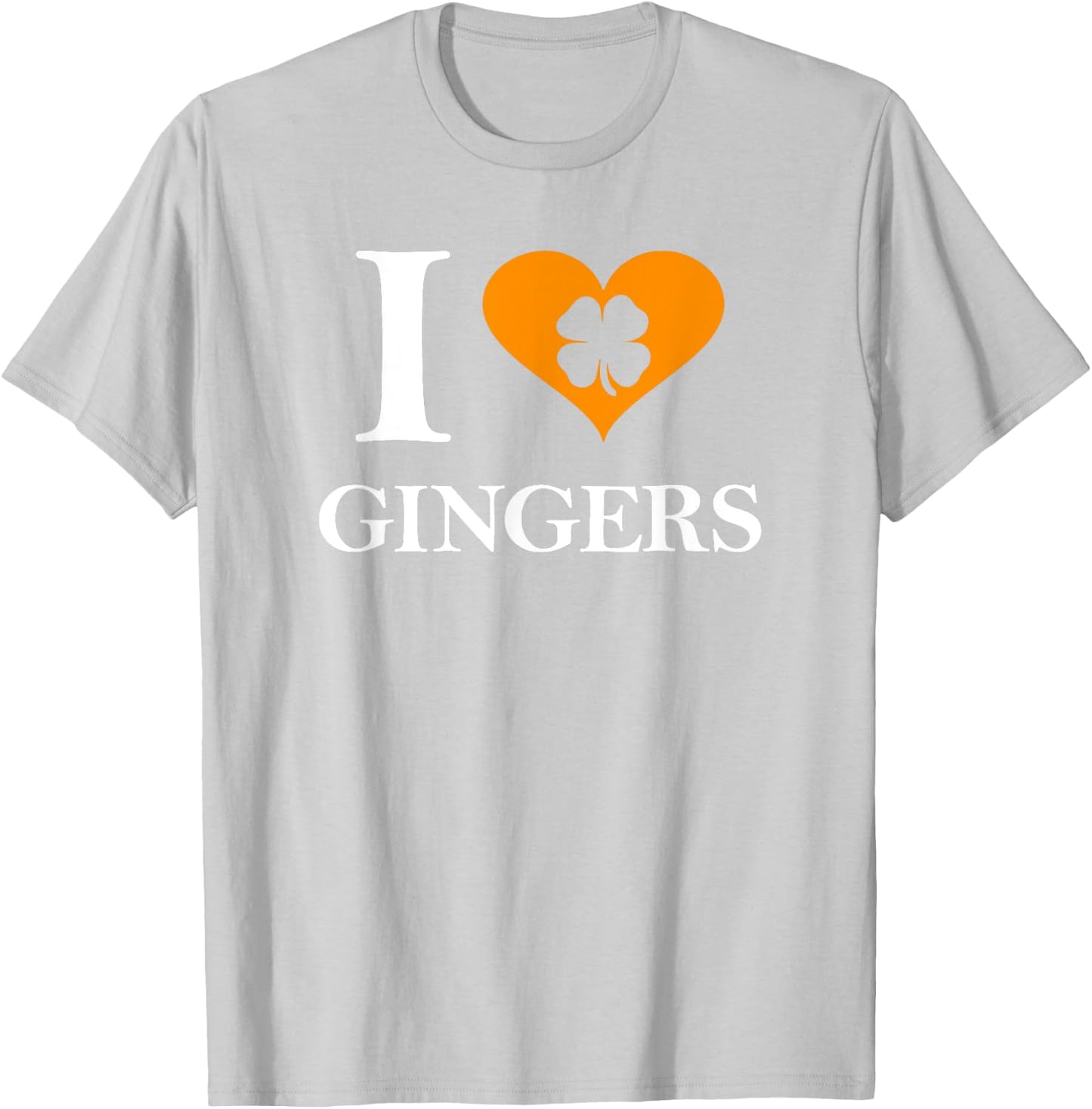 I Love Gingers Heart Shamrock Redhead Lover Shirt T-Shirt - T-Shirt | Ash