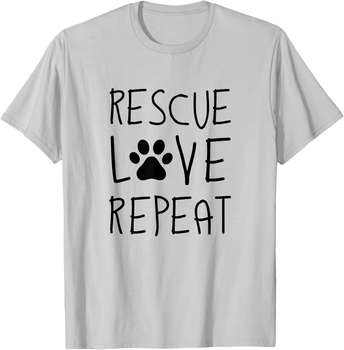 Dog Rescue Love Repeat Adopt Awareness T-Shirt - T-Shirt | Ash