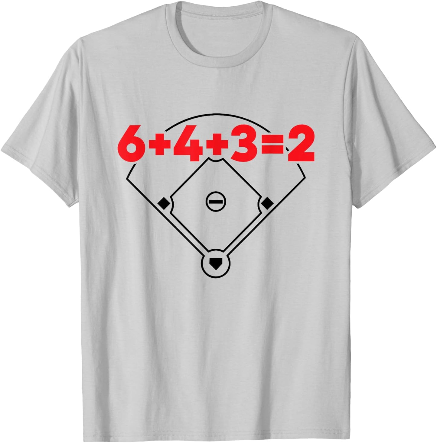 6432 Baseball Double Play Numbers Field Math Equation T-Shirt - T-Shirt | Ash