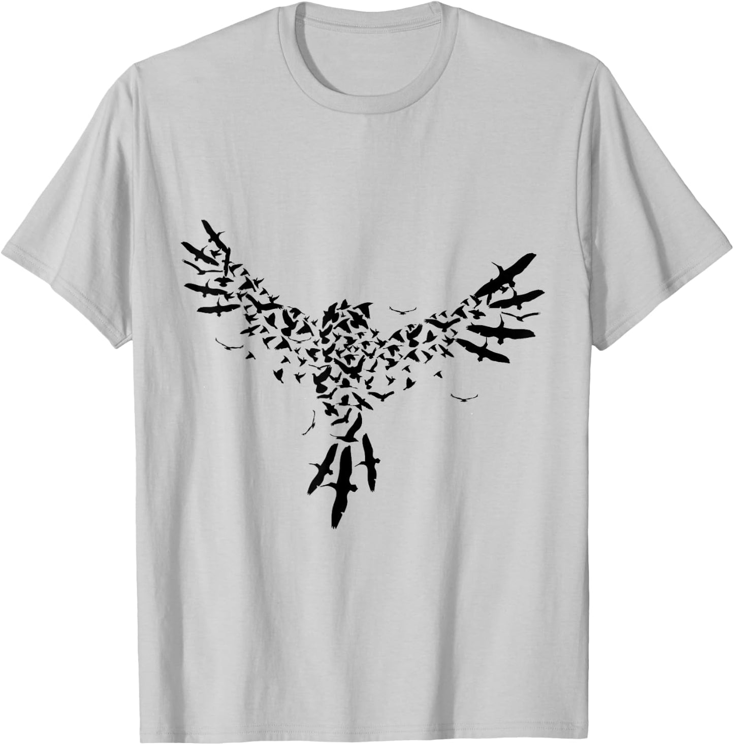 Eagle Flying Blackbirds Formation T-Shirt - T-Shirt | Ash