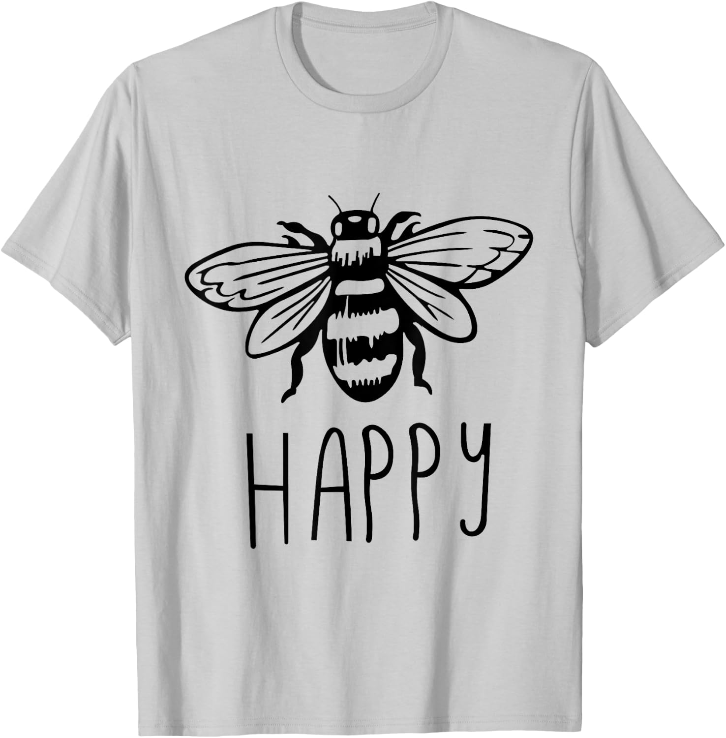 Be Happy Bee Happy Funny Save The Bees Honey Hive Honeycomb T-Shirt - T-Shirt | Ash
