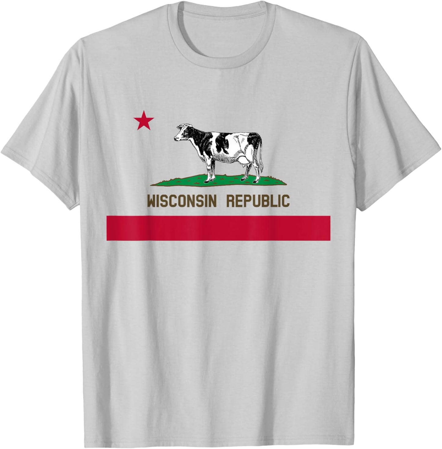 California Style Wisconsin State Flag T-Shirt - T-Shirt | Ash
