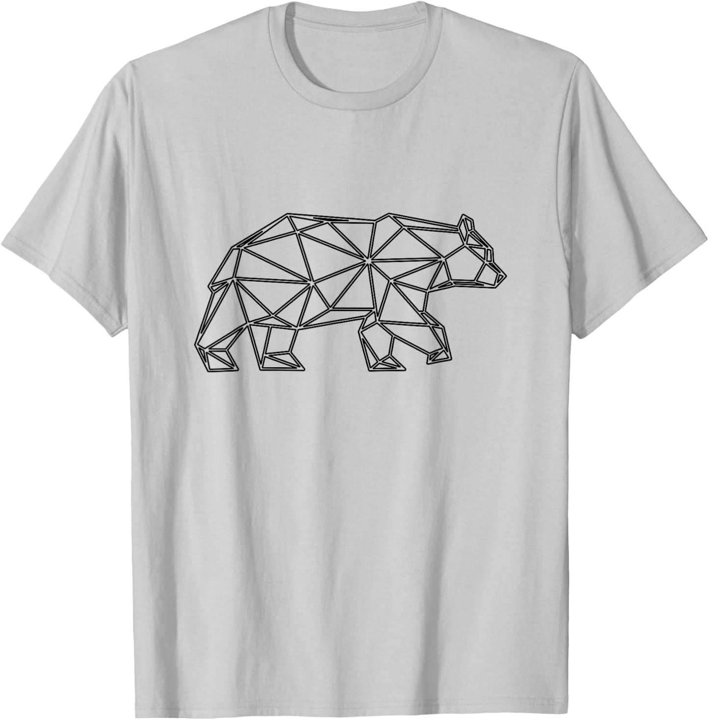 Geometric Bear. Wild Grizzly Bear Angle Design. T-Shirt - T-Shirt | Ash