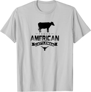 Proud American Cattleman Cattlemen Pride Gift T-Shirt - T-Shirt | Ash