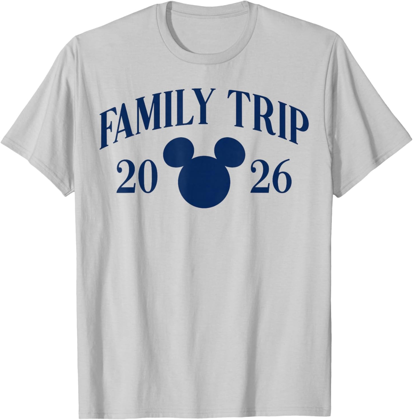 Disney Mickey and Friends Family Trip 2026 Blue Silhouette T-Shirt - T-Shirt | Ash