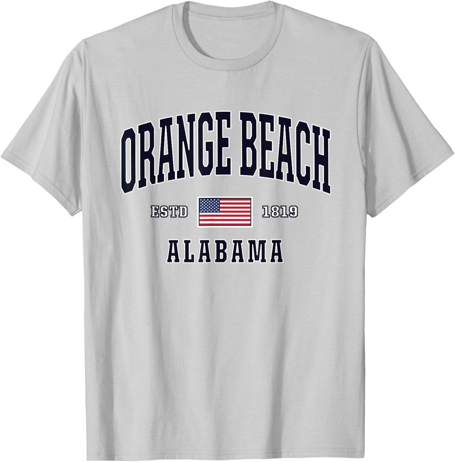 USA FLAG Stars & Stripes Orange Beach Alabama T-Shirt - T-Shirt | Ash