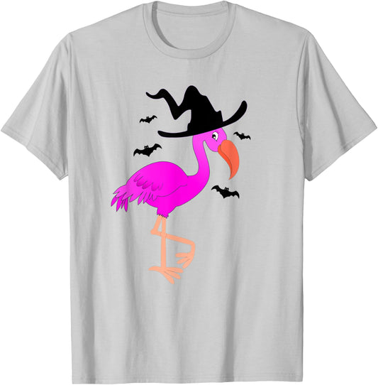 Flamingo Witch Halloween T-Shirt - T-Shirt | Ash