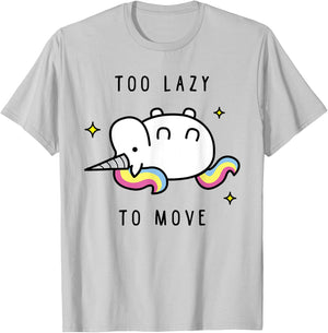 Funny Unicorn Too Lazy To Move , Unicorn T-Shirt - T-Shirt | Ash