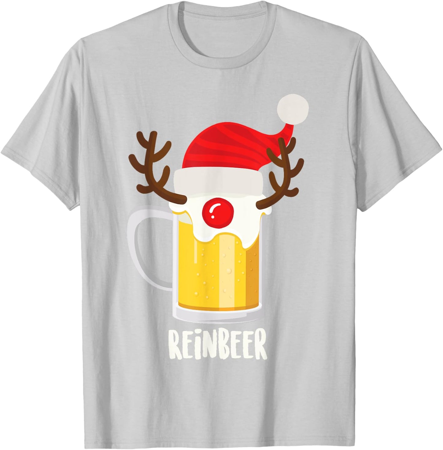 Reinbeer Shirt | Christmas Rudolph Alcohol Drinks Cool Gift T-Shirt - T-Shirt | Ash