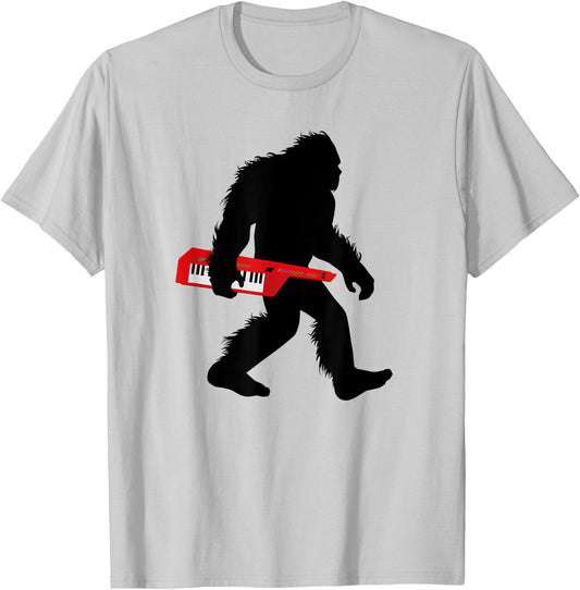 Bigfoot Keytar , Synthesizer Sasquatch Apparel T-Shirt - T-Shirt | Ash
