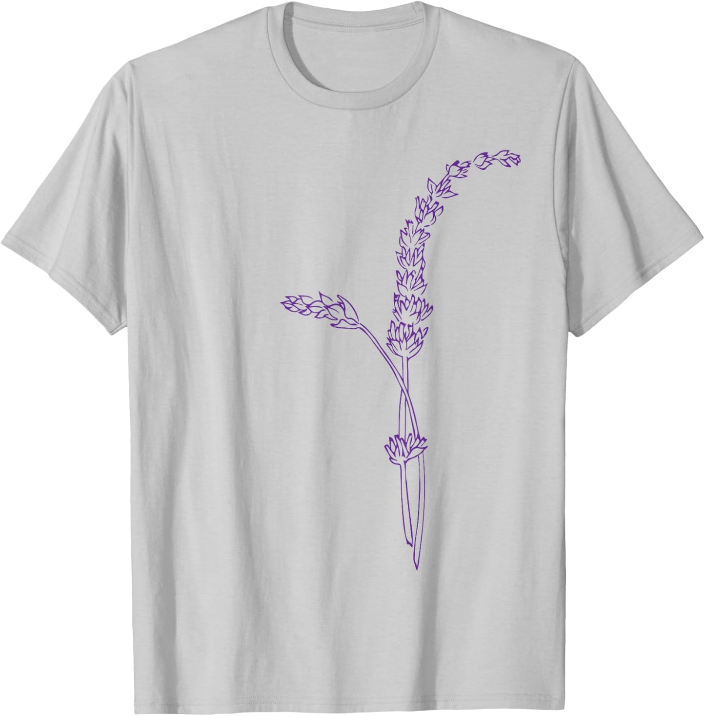 Lavender Flower Drawing Graphic | Illustration | Sales T-Shirt - T-Shirt | Ash