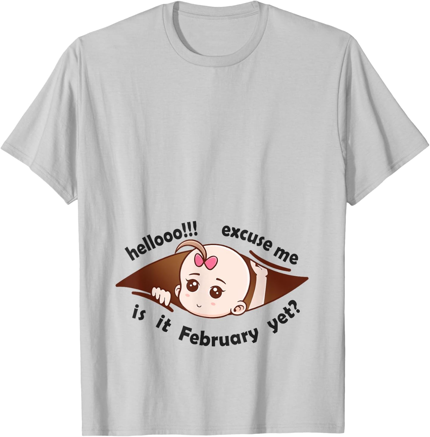 February to be Born Baby Girl Pregnancy Announcement Mother T-Shirt - T-Shirt | Ash