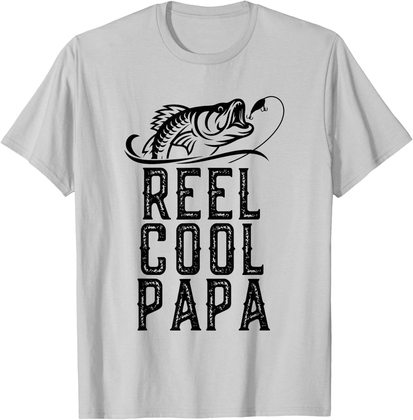 Reel Cool Papa Fishing Fisherman Funny Grandpa Retro T-Shirt - T-Shirt | Ash