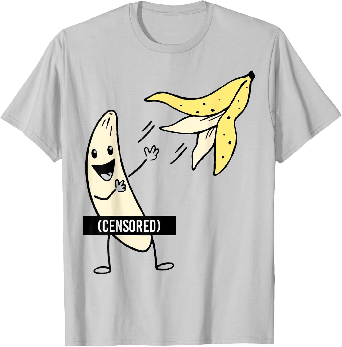 Censored Banana Throwing Off His Peel T-Shirt - T-Shirt | Ash