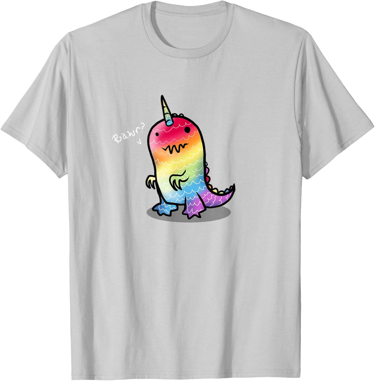 RAWR! | Cute Rainbow Dinosaur Unicorn Shirt T-Shirt - T-Shirt | Ash