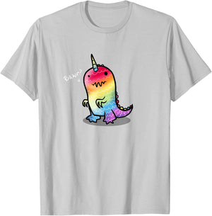 RAWR! | Cute Rainbow Dinosaur Unicorn Shirt T-Shirt - T-Shirt | Ash