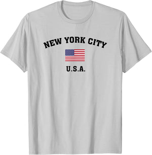 New York City USA with American Flag T Shirt T-Shirt - T-Shirt | Ash